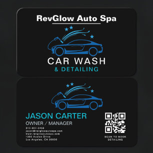 Car Wash & Detailing QR Code  Business Card