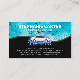 Car Wash Detailing Water Beads on Glass Business Card