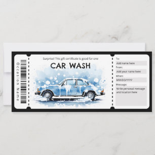 Car Wash Gift Certificate Invitation