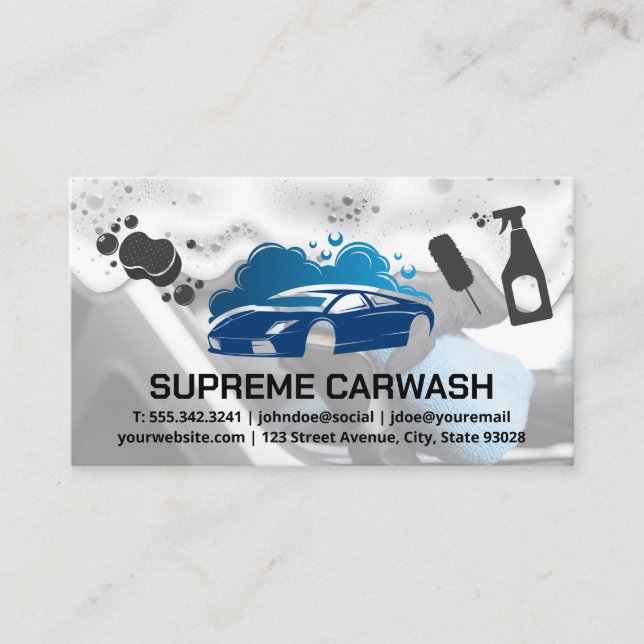 Car Wash Logo | Auto Service Icons Business Card (Front)