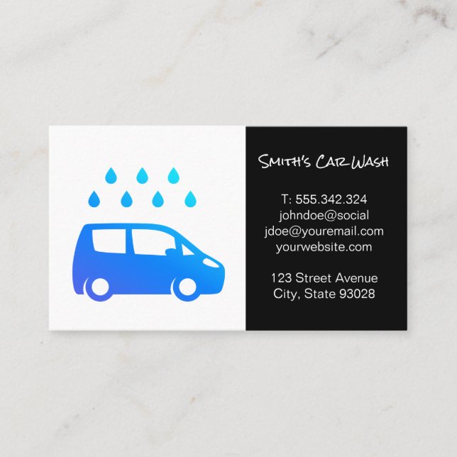 Car Wash Logo Business Card (Front)