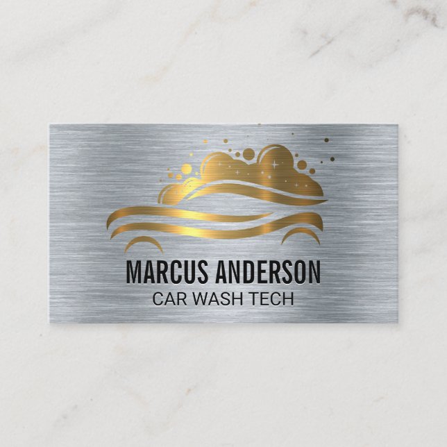 Car Wash Logo | Metallic Business Card (Front)