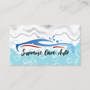 Car Wash Logo Soap Foam Blue Water Bubbles Business Card