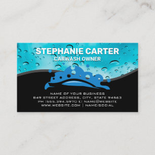 Car Wash Logo Water Beads Business Card