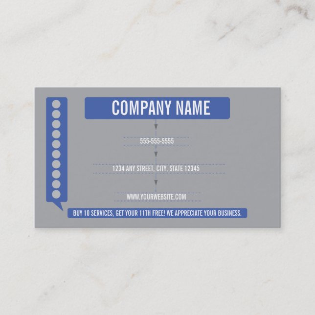 Car Wash Loyalty Business Card Punch Card (Front)