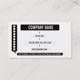 Car Wash Loyalty Business Card Punch Card