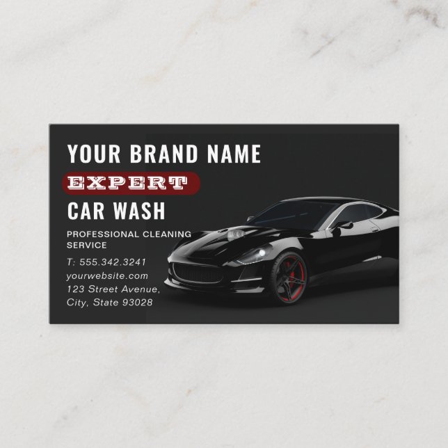Car Wash Mobile Auto Detailing Automotive Cleaning Business Card (Front)