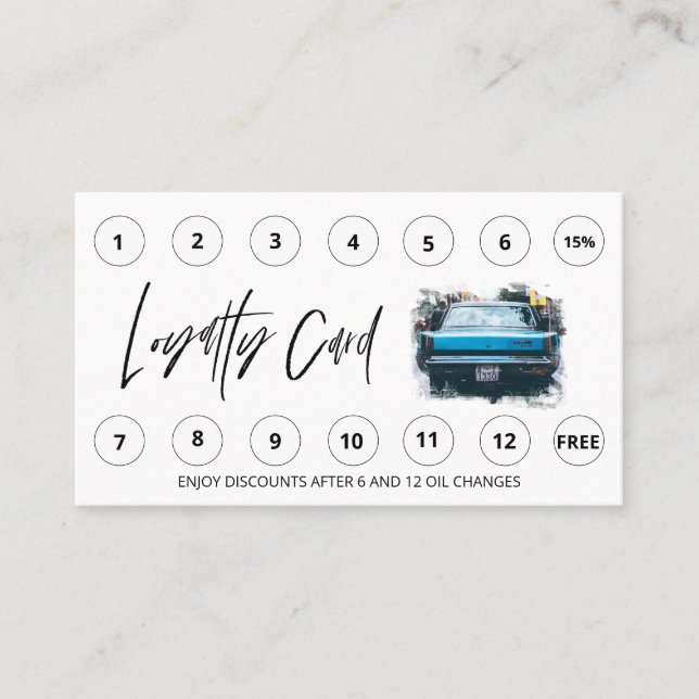 *~* Car Wash - Oil QR LOGO Rewards Thank you  Loyalty Card (Front)