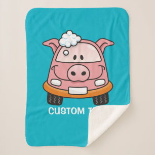 Car Wash Pig Sherpa Blanket