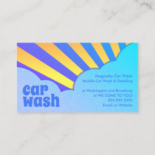 car wash retro clouds business card