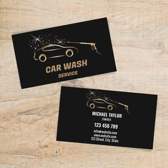 Car Wash Service Pressure Washing Auto Detailing Business Card (Car Wash Logo is designed by Savanamm)