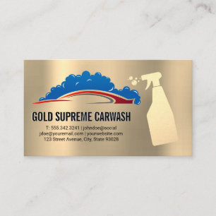 Car Wash Soap Bubbles   Gold Metallic Business Card