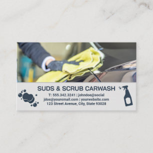 Car Wash Worker Drying   Auto Buffing Polishing Business Card