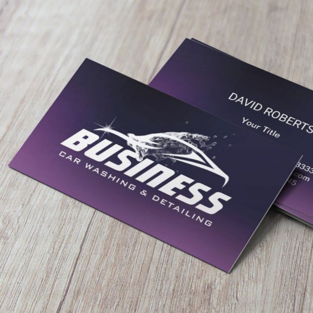 Car Washing Auto Detailing Automotive Purple Business Card (Creator Uploaded)