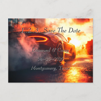 Car Wedding Save The Date Announcement 