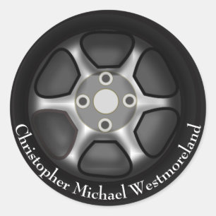 Car Wheel   Add Name Classic Round Sticker