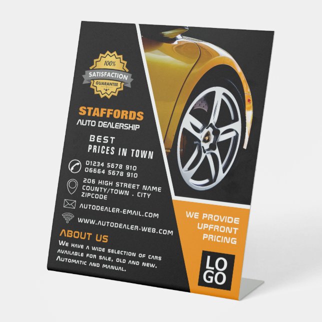 Car Wheel, Auto Dealership Advertising Pedestal Sign (Front)