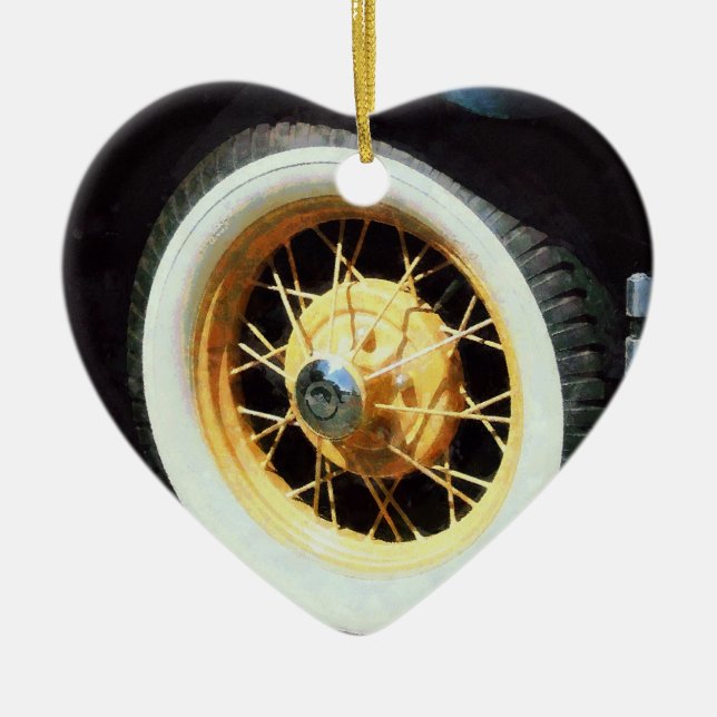 Car Wheel Closeup Ceramic Tree Decoration (Front)