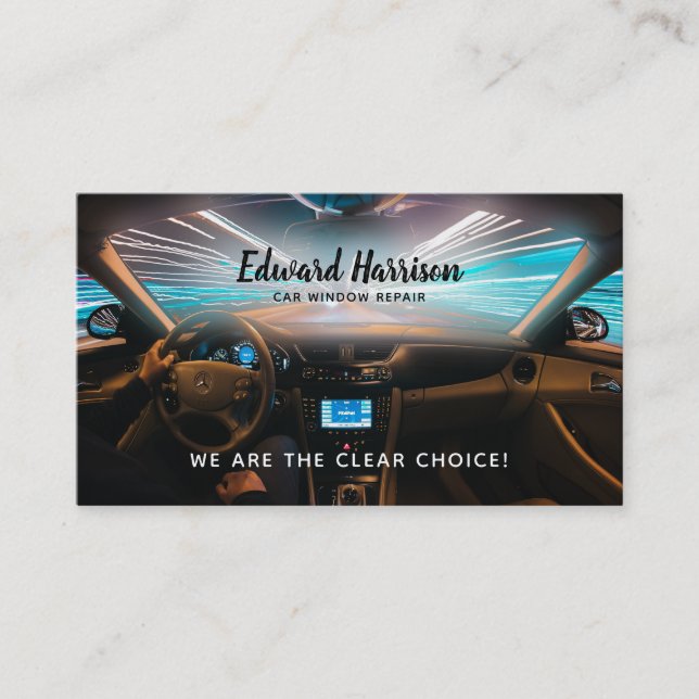 Car Window Repair Slogans Business Card (Front)