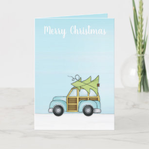 Car with Christmas Tree Holiday Card