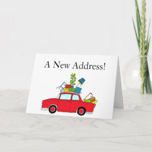 Car with stuff New address card