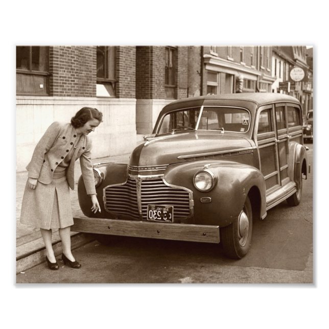 Car with Wooden Bumper WWII Photo Print (Front)