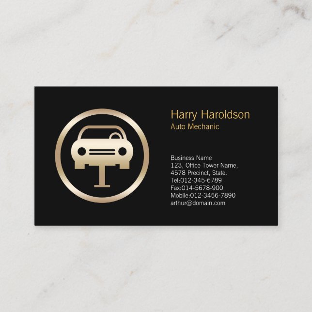 Car Workshop Jack Icon Auto Mechanic Business Card (Front)