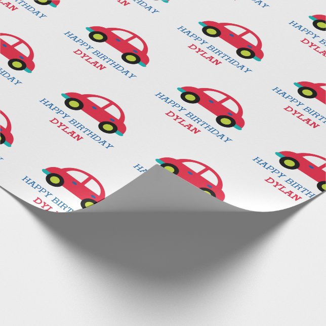 Car Wrapping Paper (Boy Birthday Personalised) (Corner)