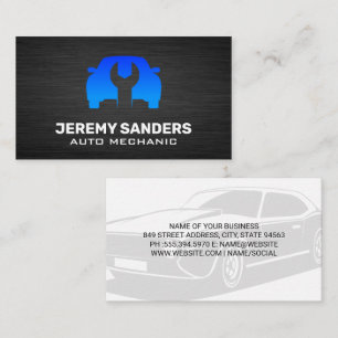 Car Wrench Logo Black Texture Business Card