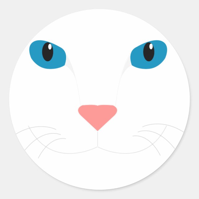 Cara Gato Blanco Classic Round Sticker (Front)