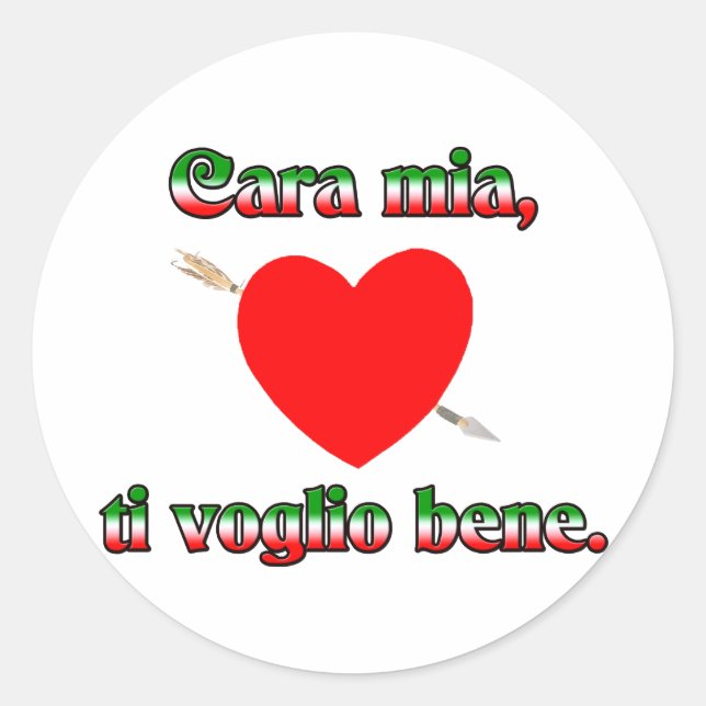 Cara Mia, Ti Volgio Bene Classic Round Sticker (Front)
