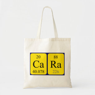 Cara periodic table name tote bag
