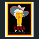 Cara Pils Vintage Beer Ad Poster 16 x 20<br><div class="desc">Cara Pils Vintage French Beer Advertisement. Measures 16 x 20</div>