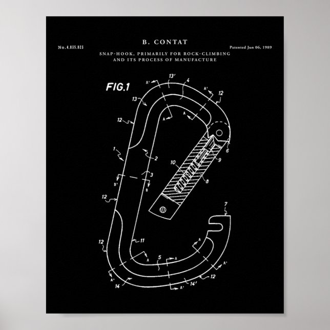Carabiner Patent - Climbing  Poster (Front)