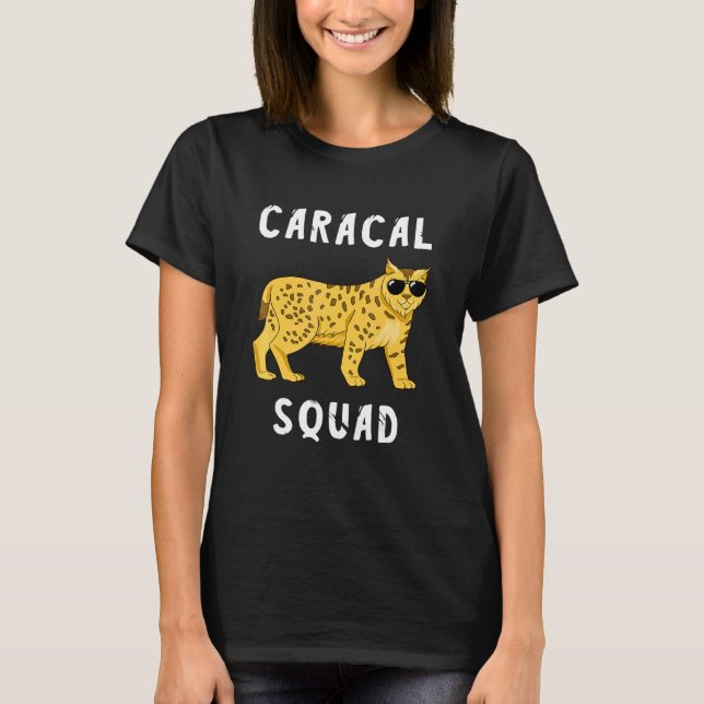 Caracal Squad Sunglass Shades Brown Coat Wild Cat T-Shirt (Front)