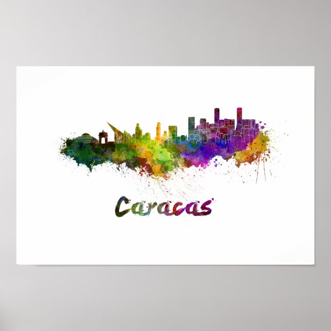 Caracas skyline in watercolor poster (Front)