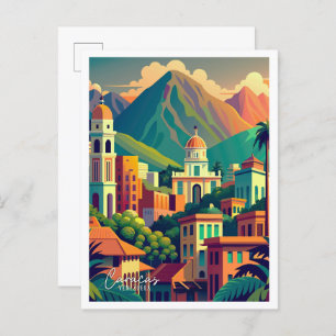 Caracas Venezuela Art Vintage Travel Illustration Postcard