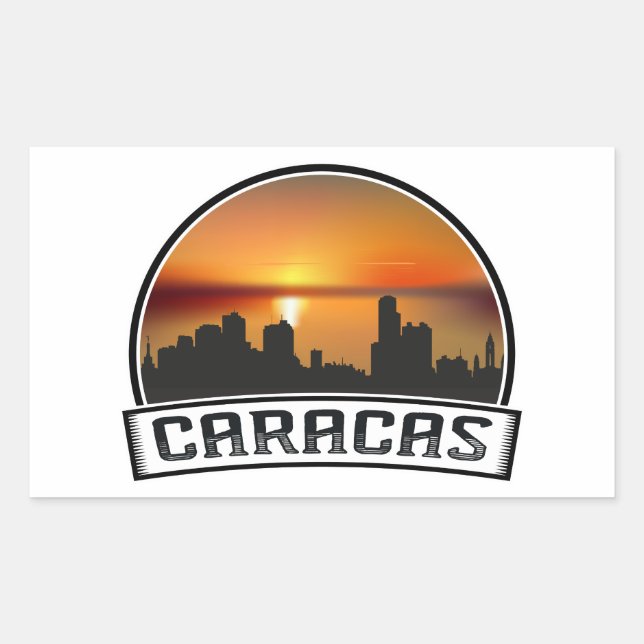 Caracas Venezuela Skyline Sunset Vintage Travel Rectangular Sticker (Front)