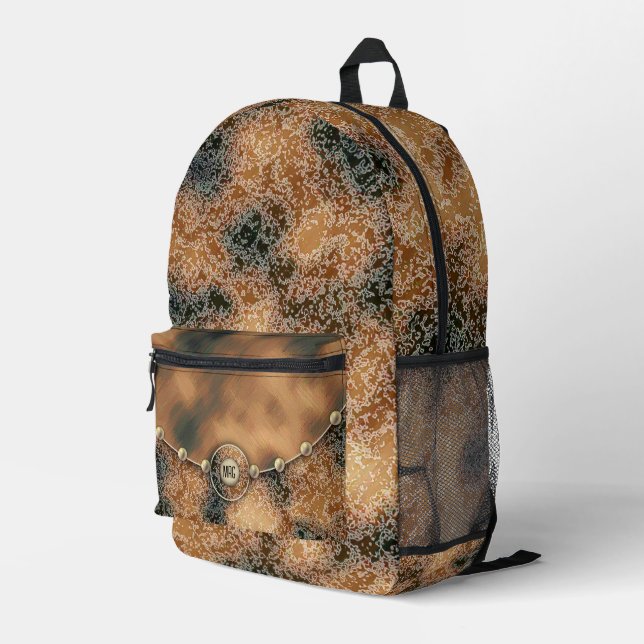 Caramel and Chocolate Brown Backpack  (Back Corner Right)
