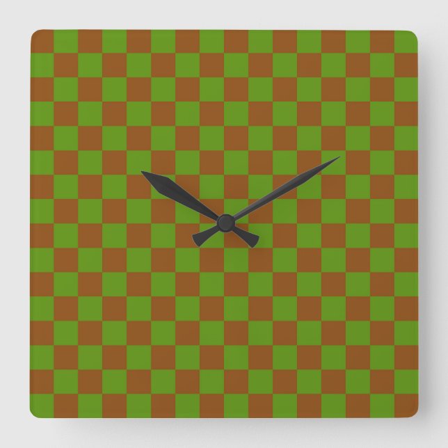 Caramel apple checkered board pattern square wall clock (Front)