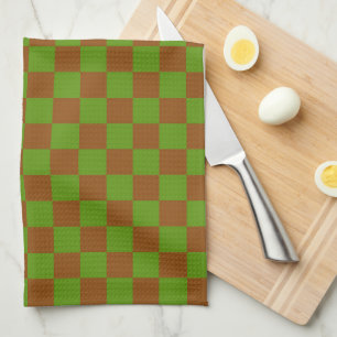 Caramel apple checkered board pattern tea towel