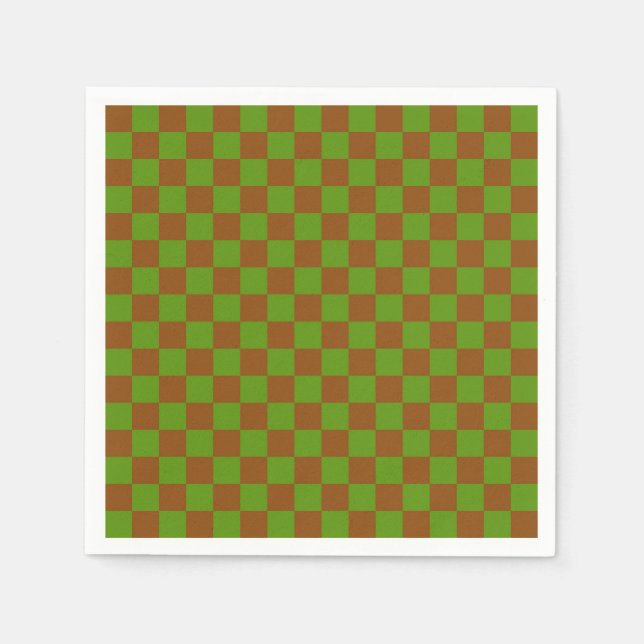 Caramel apple chequered board pattern napkin (Front)