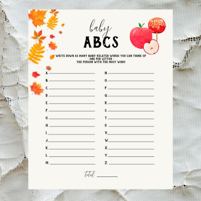 Caramel Apple Red Baby Shower Baby ABCs Game (Creator Uploaded)