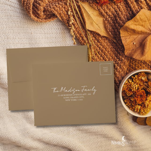 Caramel Beige Muted Thanksgiving RSVP Envelope (Creator Uploaded)