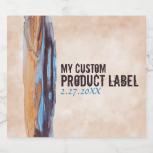 Caramel & Blue Brush Stroke Product Label