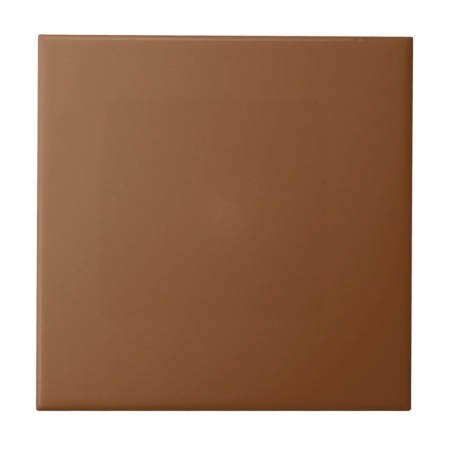 Caramel Cafe Warm Neutral Brown Solid Colour Print Tile (Front)