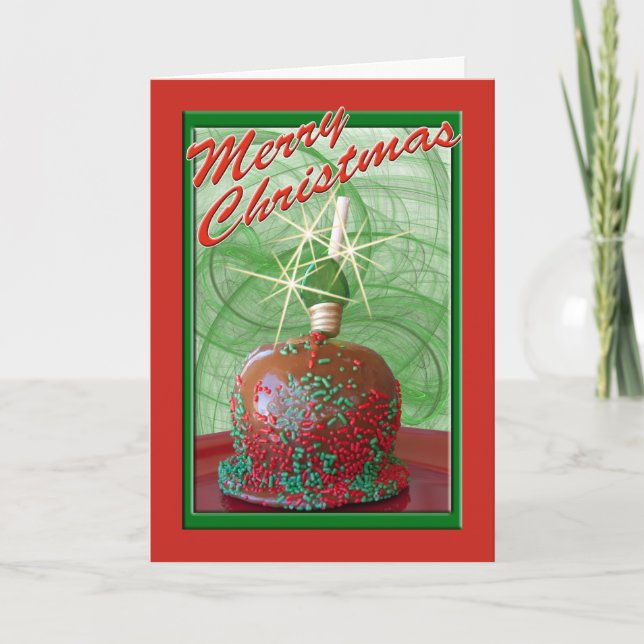 Caramel Candy Apple Photograph Custom Inside Holiday Card (Front)