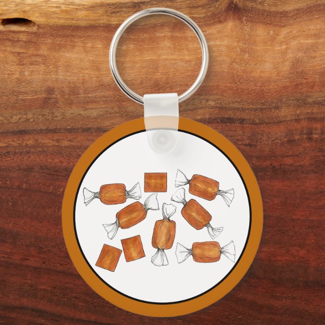Caramel Candy Sweet Tooth Food Illustration Key Ring (Back)