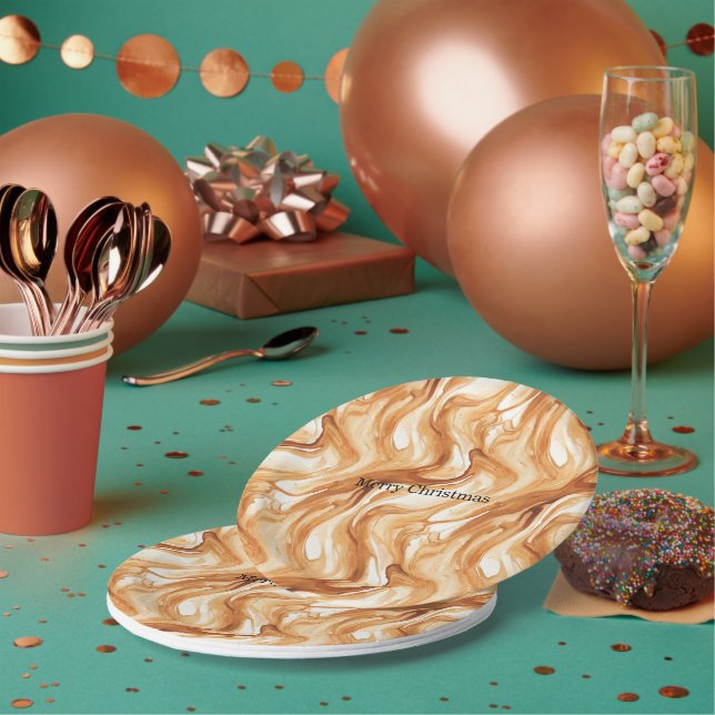 Caramel Carmel Candy Swirls Christmas Paper Plate (Multi)