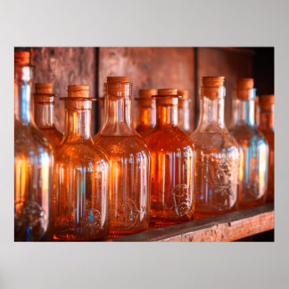 Caramel Coloured Retro Glass Perfume Bottles a Wal Poster